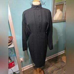 Elegant Black Vintage Karl Lagerfeld Wool Dress